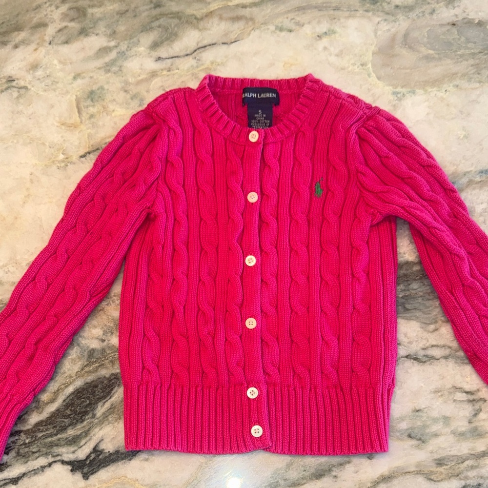 Girls Ralph Lauren Fuchsia Cable Knit Cardigan